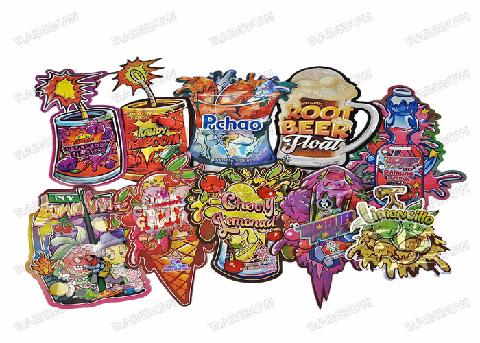 Holograficzny aluminiowy miękki w dotyku 3,5 g do pakowania żywności Torby z mylaru Die Cut Pouches