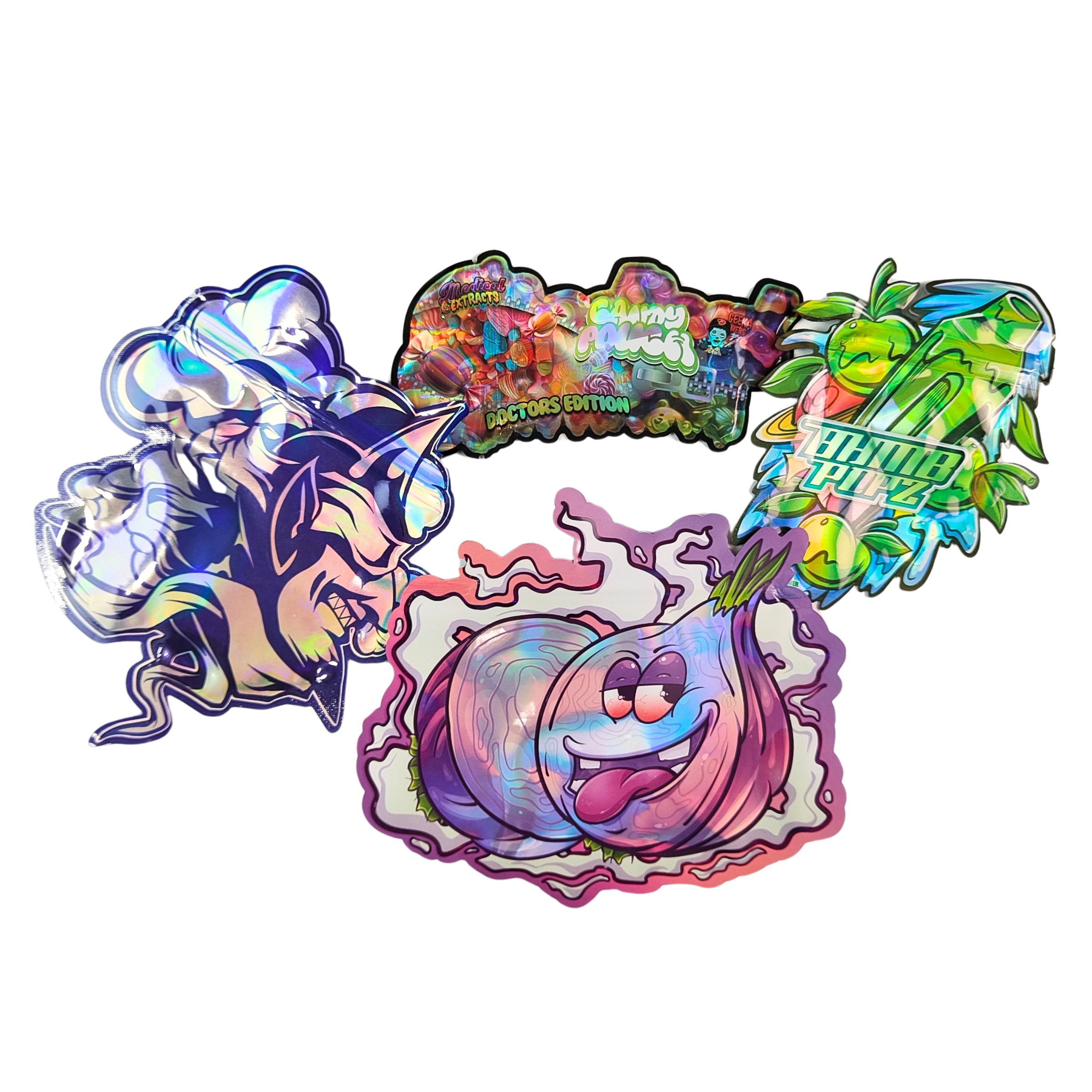 Niestandardowy kształt 3,5g Pudełko wystawowe Mylar Bags Child Proof Soft Touch Die Cut Bag dla 1g 3,5g 7g 14g 28g Jadalne tworzywo sztuczne