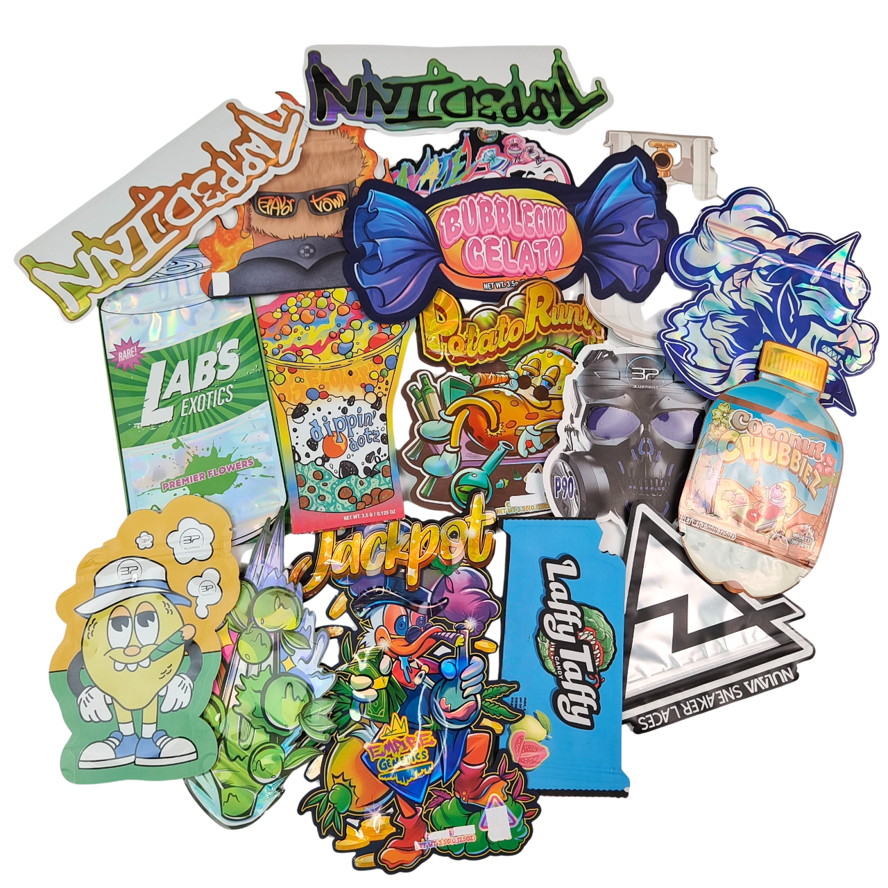 Tęczowe opakowania na zamówienie, wycinane matrycowo worki Mylar w specjalnych kształtach 3,5g 7g 14g 28g, zabezpieczone przed dziećmi, szczelne, do przechowywania żywności, plastikowe worki na kwiaty