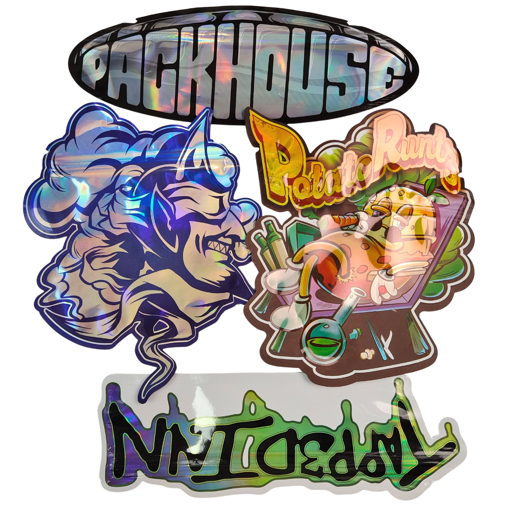 Gorąca sprzedaż Glossy Die Cut Mylar Bag With Zipper Żywność Bezwonna od zapachu 3,5 7g 14g 28g Grzyby Gummies Custom Printing Plastic Bag