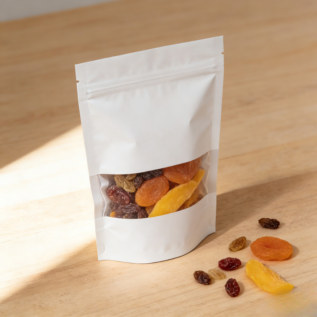 Dostosowane biodegradowalne papierowe torby Kraft zgrzewane z zamknięciem strunowym, odporne na wilgoć, do pakowania żywności, do orzechów, suszonych owoców, torba Mylar