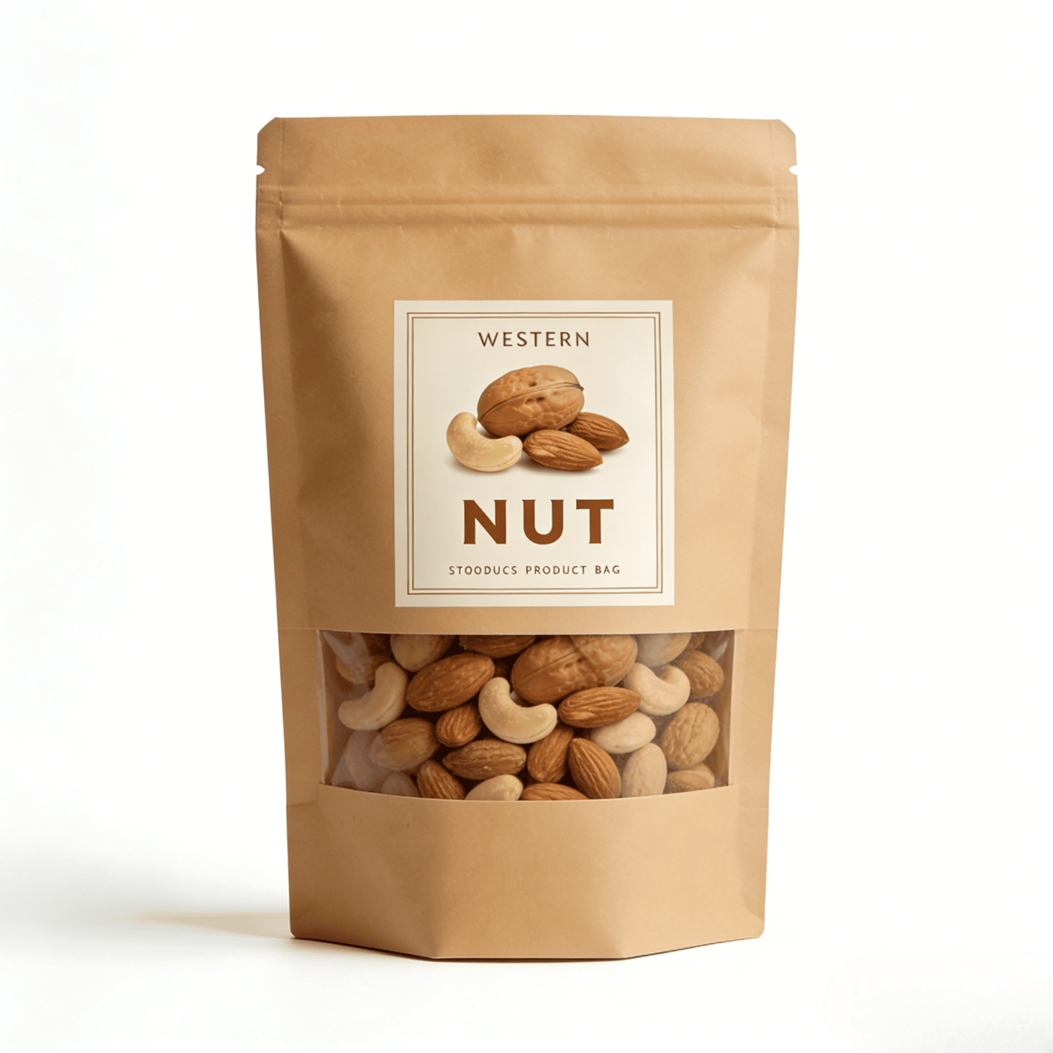 Spersonalizowany cyfrowy druk papieru pakowego Kraft zgrzewany termicznie worek stojący z oknem na karmę dla zwierząt i przekąski, odporny na wilgoć