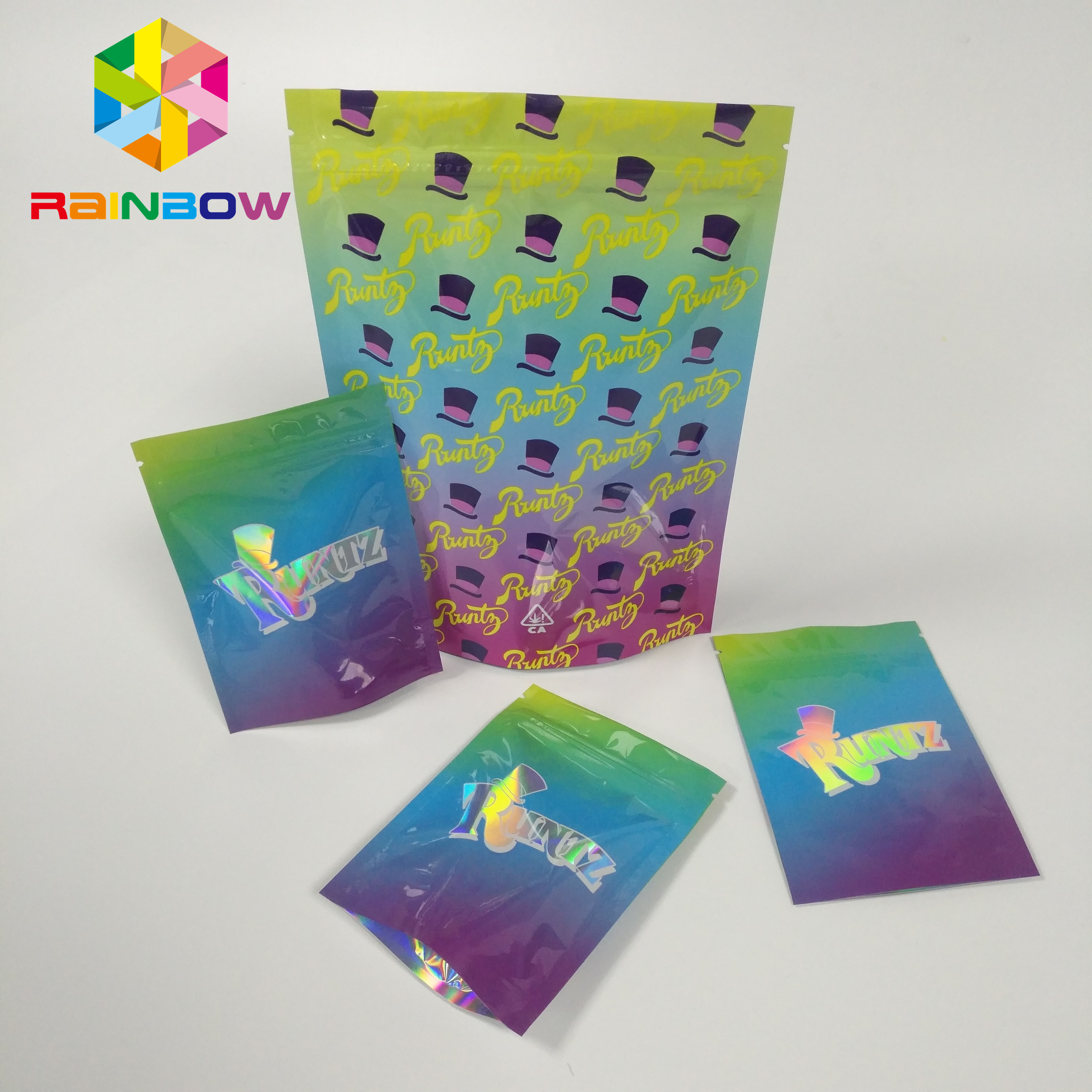 Odporne na wilgoć Torby na etui z zamkiem błyskawicznym RUNTZ Kolorowe Mylar Laser Hologram Zip Lock