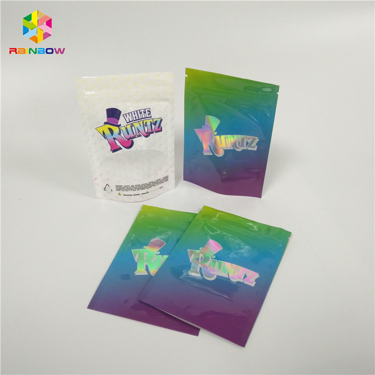 Hologram Laser Snack Bag Packaging Etui na zamek błyskawiczny z zabezpieczeniem przed dziećmi Zip na kosmetyki