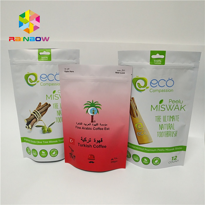 Laminowana folia basowa torba na zamek błyskawiczny stań woreczek na opakowania plastikowe torby z nadrukiem na zamówienie torebki na kawę plastikowa gorąca sprzedaż