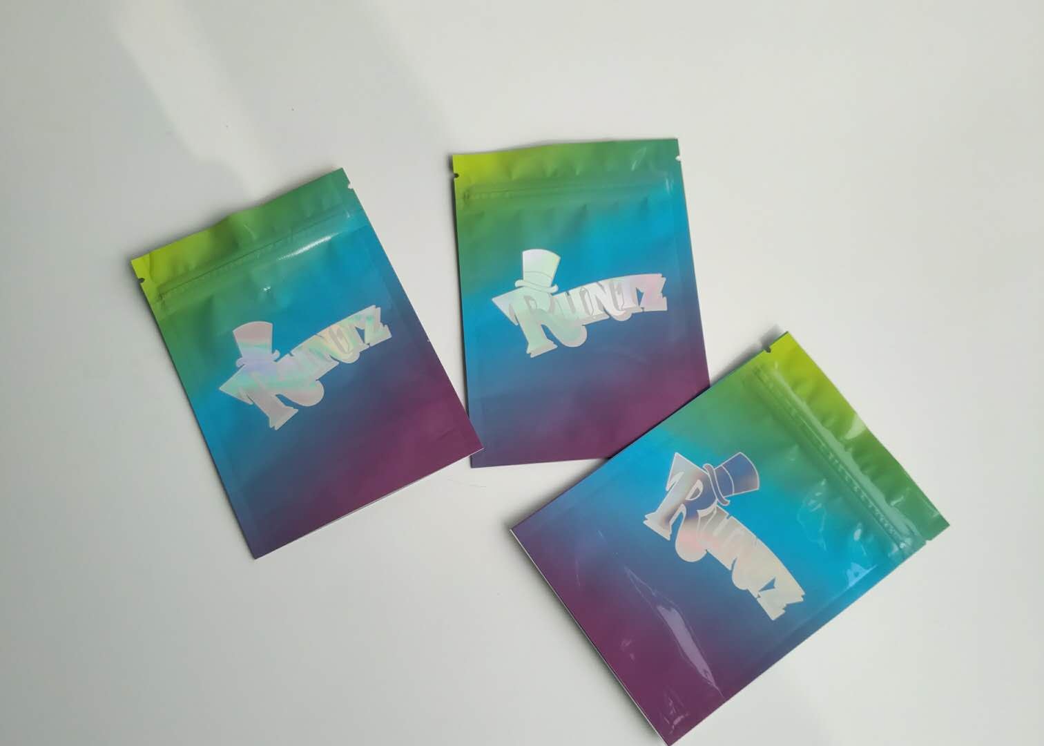 Mylar Hologram Folia aluminiowa Stand Up Pouch Runtz Bag 100 mikronów grubości do żywności
