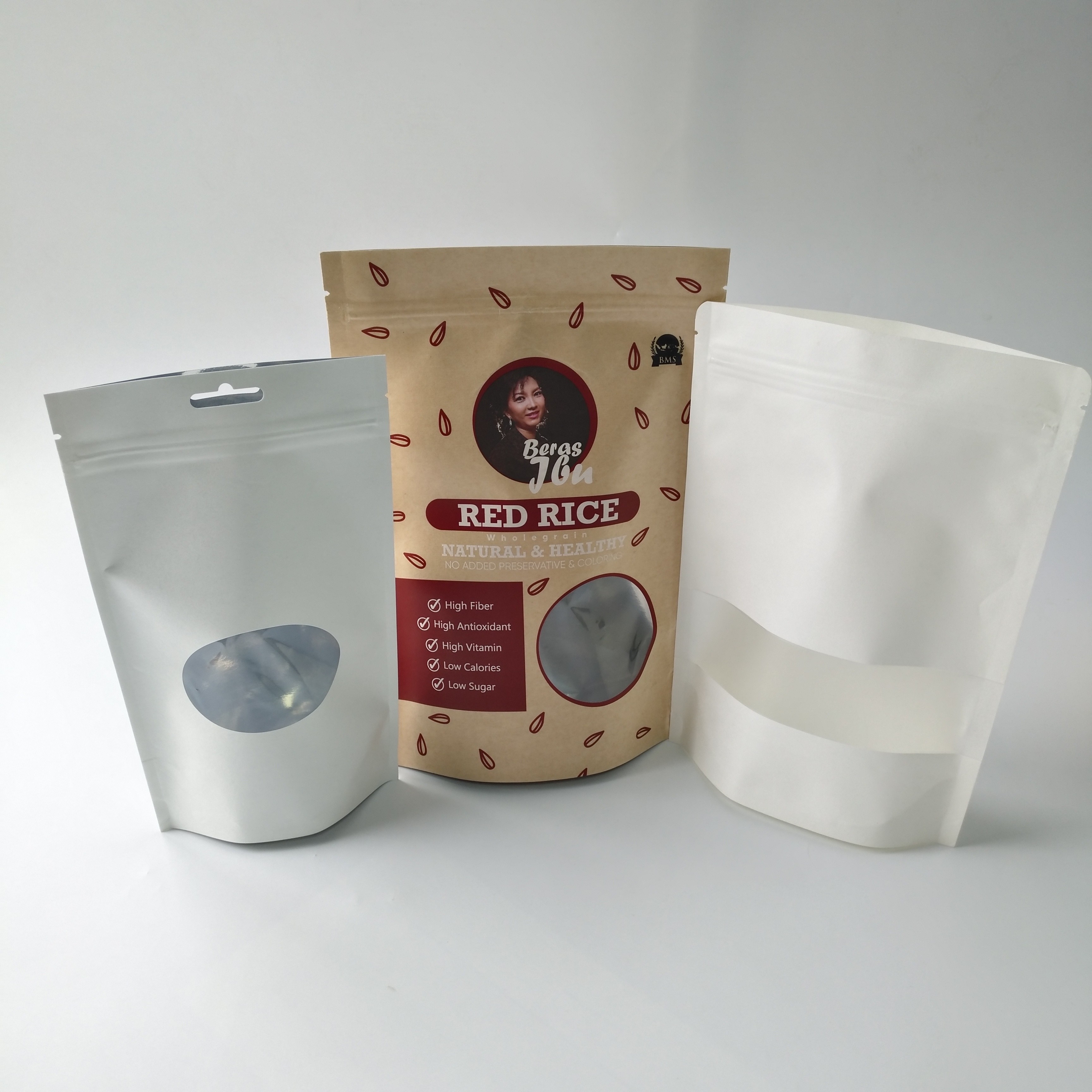 Stand Up Pouches Paper Box Packaging Food Grade With Clear Rectangular / Oval Window