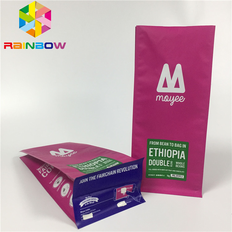 Opakowanie z folii aluminiowej, Stand Up Coffee Bags Flat Bottom With Valve