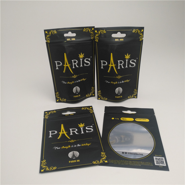 Przezroczyste okienko Stand Up Pouch Zapachowe opakowanie CBD z zamkiem zabezpieczającym przed dziećmi