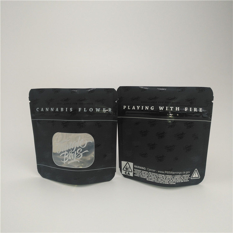 Matowa czarna folia aluminiowa Mylar Stand Up Pouch Opakowanie medyczne do liści tytoniu