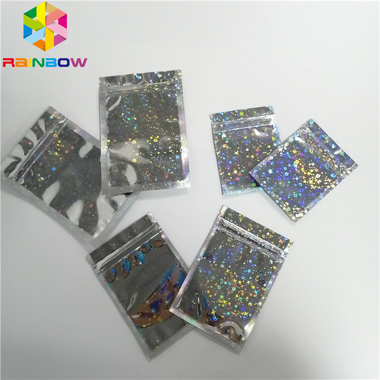 Hologram Foliowa folia Opakowanie Uszczelnienie termiczne Star Flash Mylar Plastikowa trójstronna uszczelka na suwak