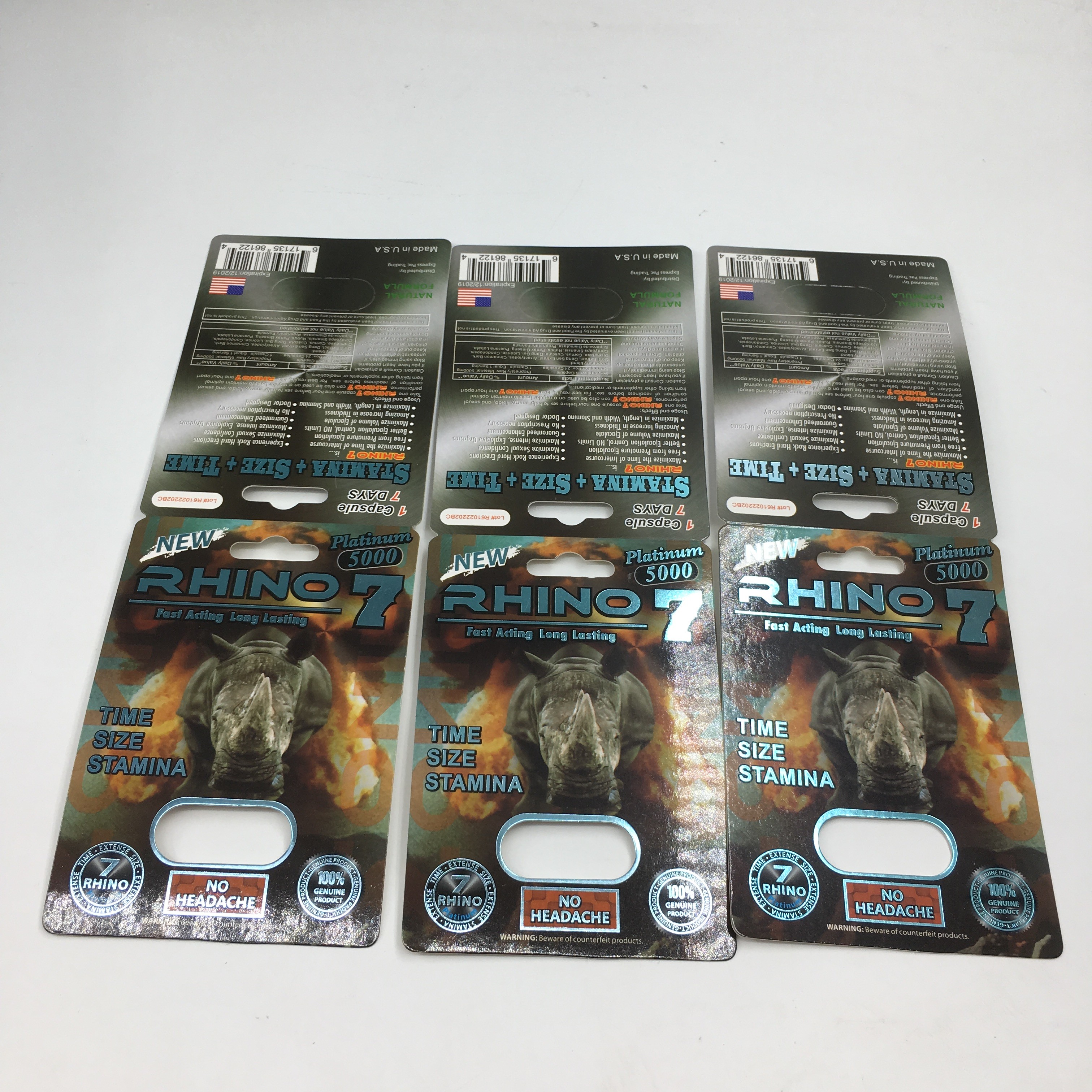 Rhino 7 5000 Kapsułka Opakowanie blistrowe Papier 3D Pudełko z tabletkami męskimi