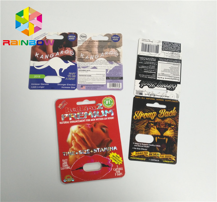 Wsuń Blister Włóż kartę Męskie tabletki wzmacniające Pakowanie Wykończenie powierzchni 3D