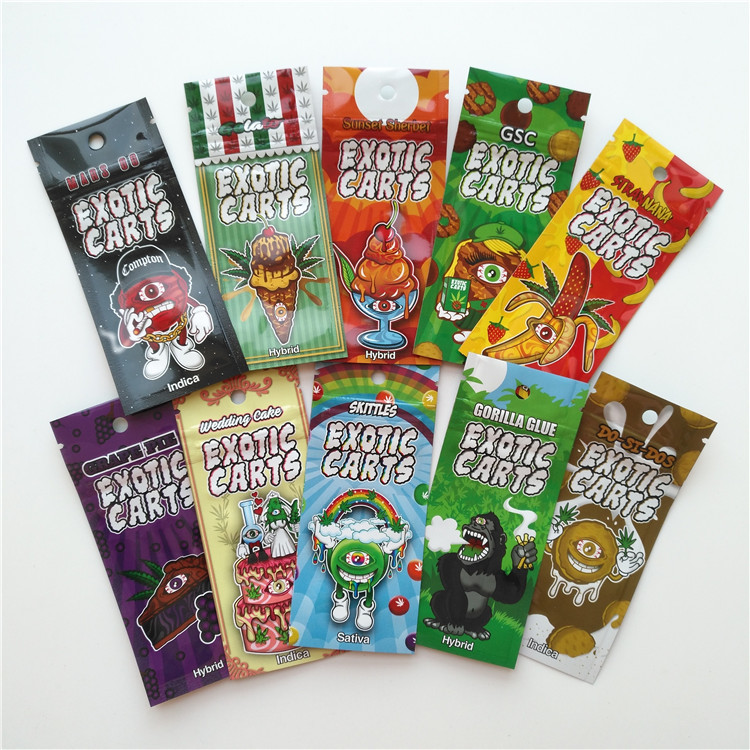 Vape Cartridge Folia aluminiowa Torby do pakowania Egzotyczne etui na niestandardowe logo