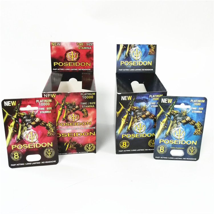 Wyświetl niestandardowe drukowanie kart papierowych męskie wzmacniacze sprawności seksualnej Pudełko na karty Poseidon