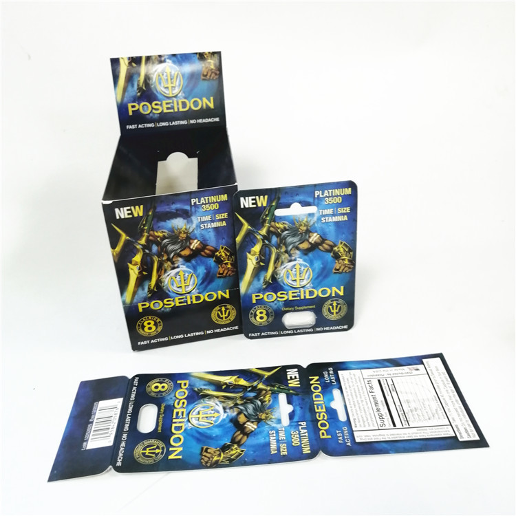 Wyświetl niestandardowe drukowane karty papierowe męskie wzmacniacze sprawności seksualnej czerwone pudełko na karty Poseidon