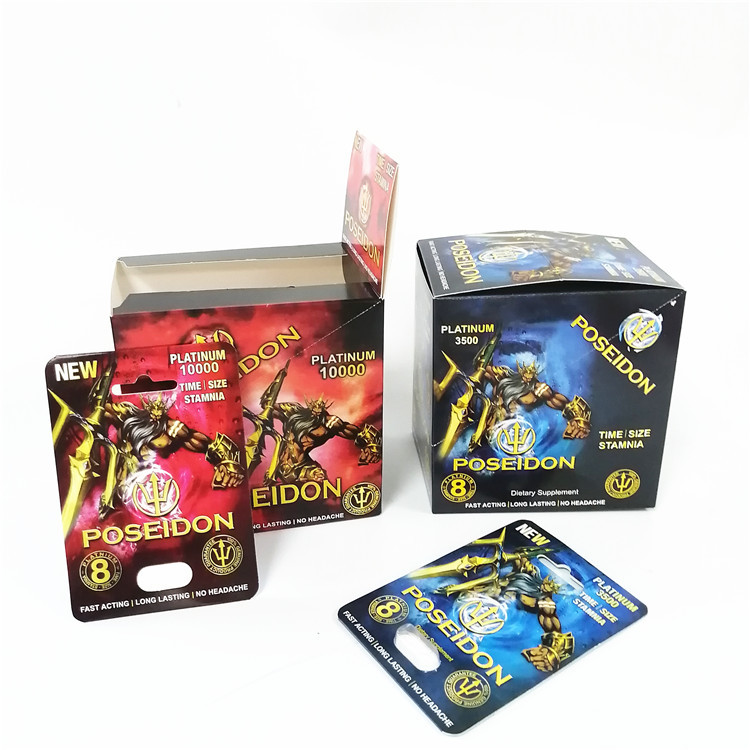 Rhino Blister Card Męskie suplementy seksualne Opakowania na tabletki dla mężczyzn Wzmocnienie tabletki na głowę Pojemnik na kapsułki