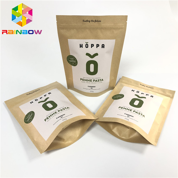 Niestandardowe drukowane brązowe torby papierowe z możliwością ponownego zamykania, woreczek do pakowania w papier ze struną