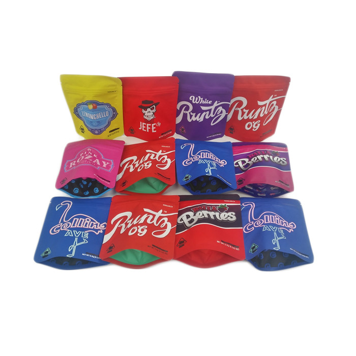 Gotowy do wysyłki, odporny na zapachy, woreczek z folii 3,5 g, na zamek błyskawiczny, miękki w dotyku, z możliwością ponownego zamykania, opakowanie z kwiatem konopi, torba foliowa