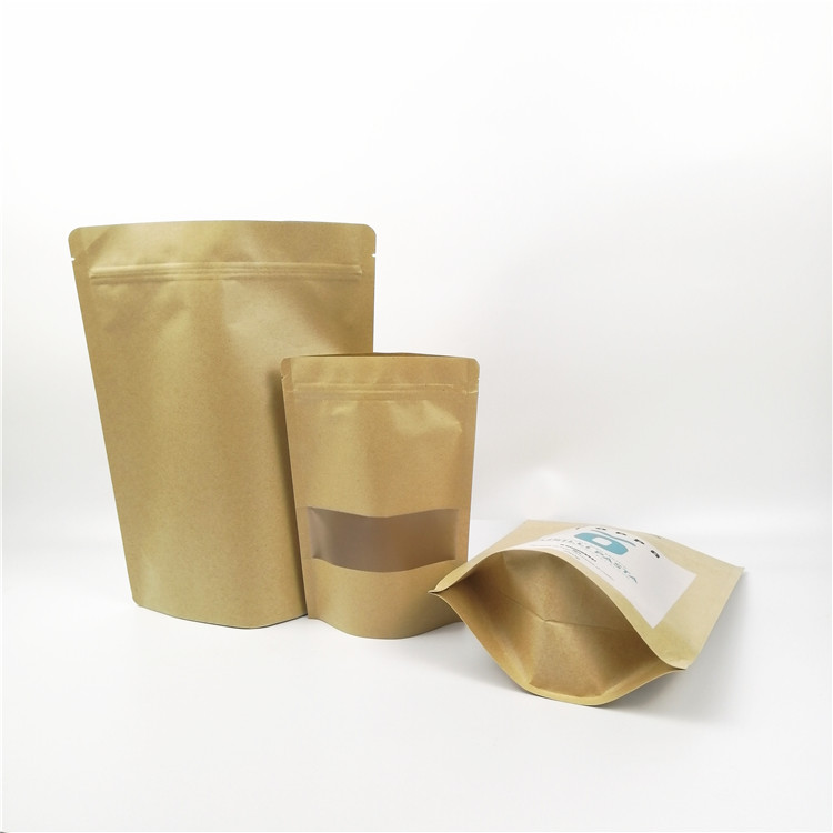 100g 250g Kraft Paper 100 Mircon CYMK Stand Up Zipper Bag