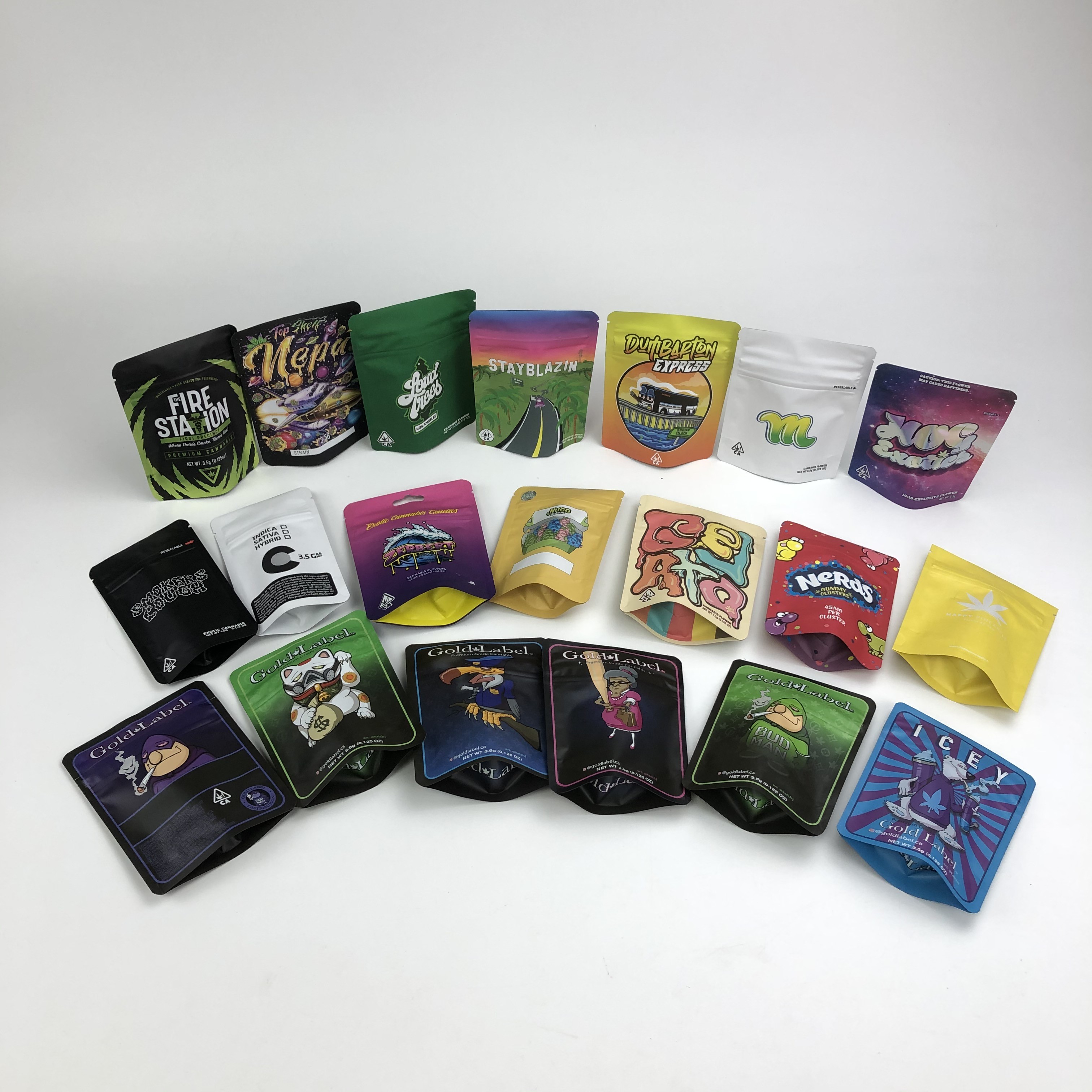 100 mikronów VMPET Zapachowa torebka na ciastka 3,5g 7g 14g Cannabies Mylar