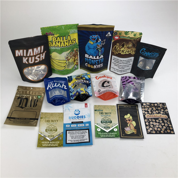 CBD 3,5g miękka w dotyku torebka na ciastka, odporna na zapachy Mylar, zabezpieczona przed dziećmi woreczek foliowy