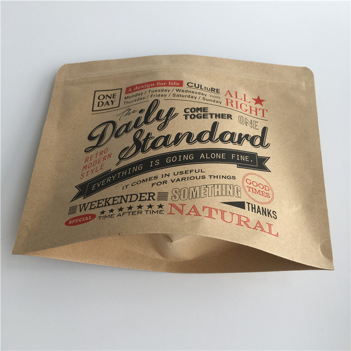 Kraft Paper Zip Lock Coffee Tee Nut Snack Bag Opakowanie z nadrukiem Stand Up