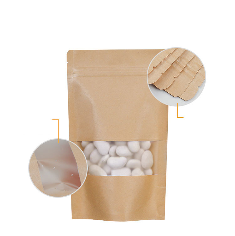 Brązowy papier pakowy zapinany na zamek biodegradowalny z okienkiem