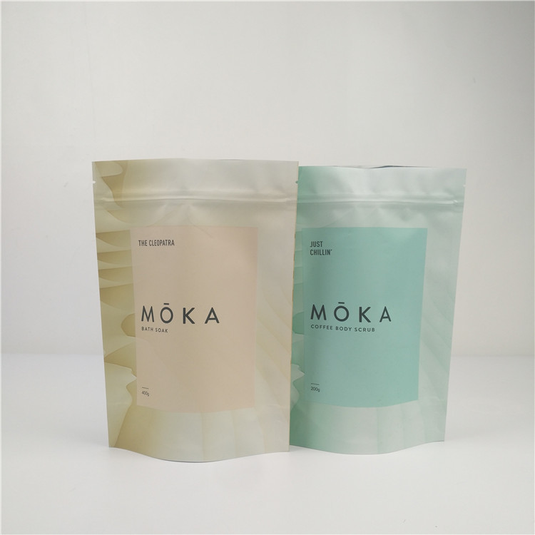 Niestandardowe laminowane plastikowe woreczki stojące z zamkiem błyskawicznym na sole do kąpieli