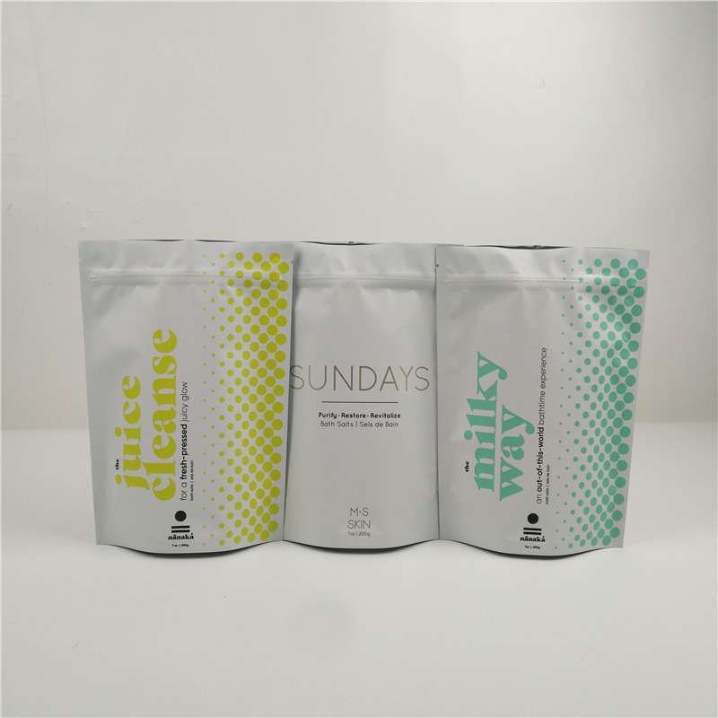 Matowe laminowanie 400g Torby z folii aluminiowej Plastikowa sól do kąpieli VMPET