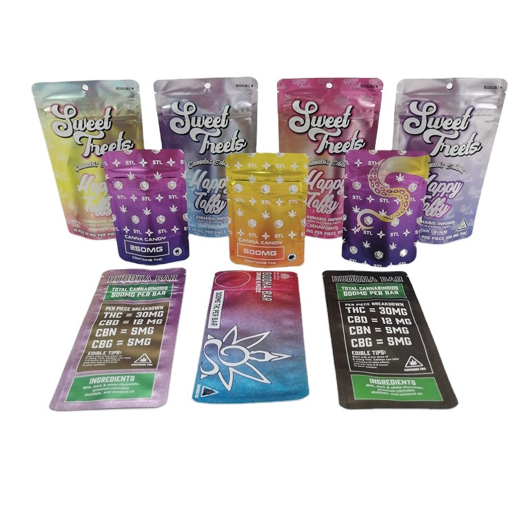 SGS 120mic MOPP Odporna na dzieci torba Mylar 500 mg VMPET Candy Edibles