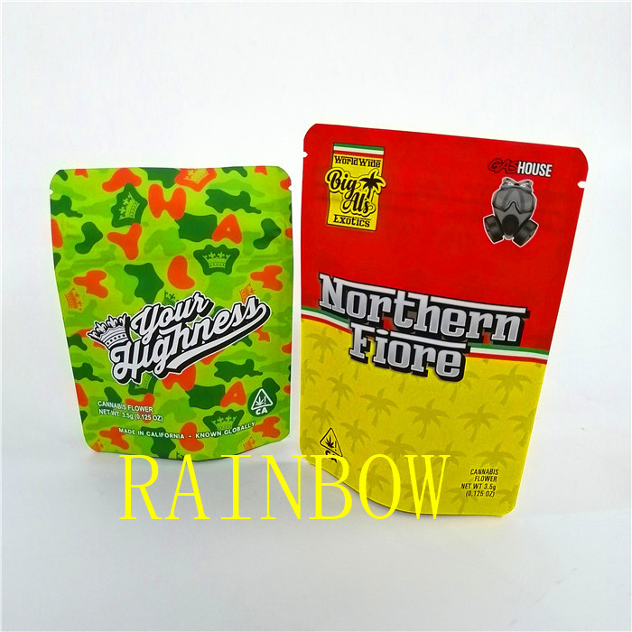 Niestandardowy miękki w dotyku Ziplock z nadrukiem odporny na zapach Stand Up odporny na dziecko zgrzewany plastikowy matowy projekt chwastów torby mylarowe