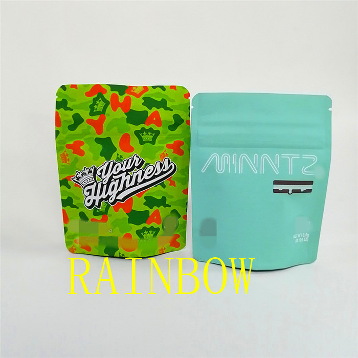 3.5g Soft Touch Black Matte Child Proof Zipper Packaging Bag / Weed Stand Up Pouch Packaging Bag