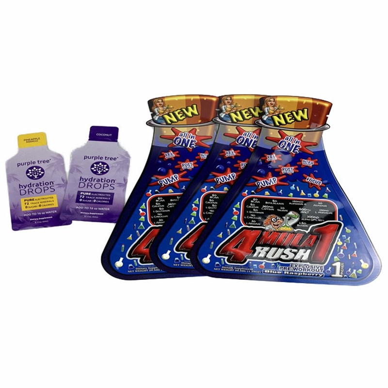 Druk cyfrowy Niestandardowy kształt Małe plastikowe płaskie torby CBD Gummy Candy Snack Pouch Saszetka z masłem orzechowym