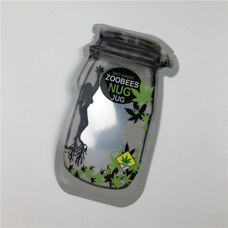 Woreczki na słoiki na masło na nasiona CBD Gumki kwiatowe CBD THC Liść Indica Nieregularne woreczki do pakowania z zamkiem błyskawicznym