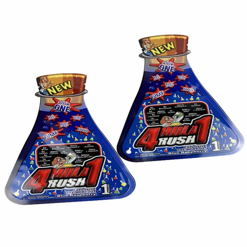 Druk cyfrowy Niestandardowy kształt Saszetka z olejem kokosowym Mylar Food Flat Bag Snack Candy Pokrowiec na kwiat chwastów