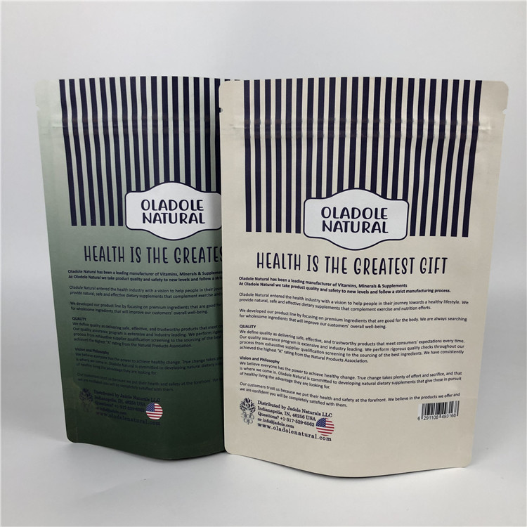 Niestandardowe drukowanie chipów Zip Lock Stand Up Pouch Białe torby papierowe Kraft