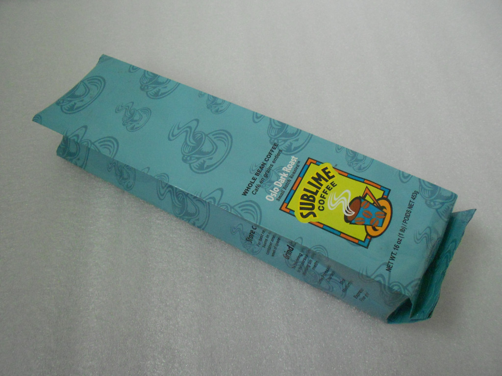 Niebieska folia boczna, folia aluminiowa, opakowanie na kawę ziarnistą