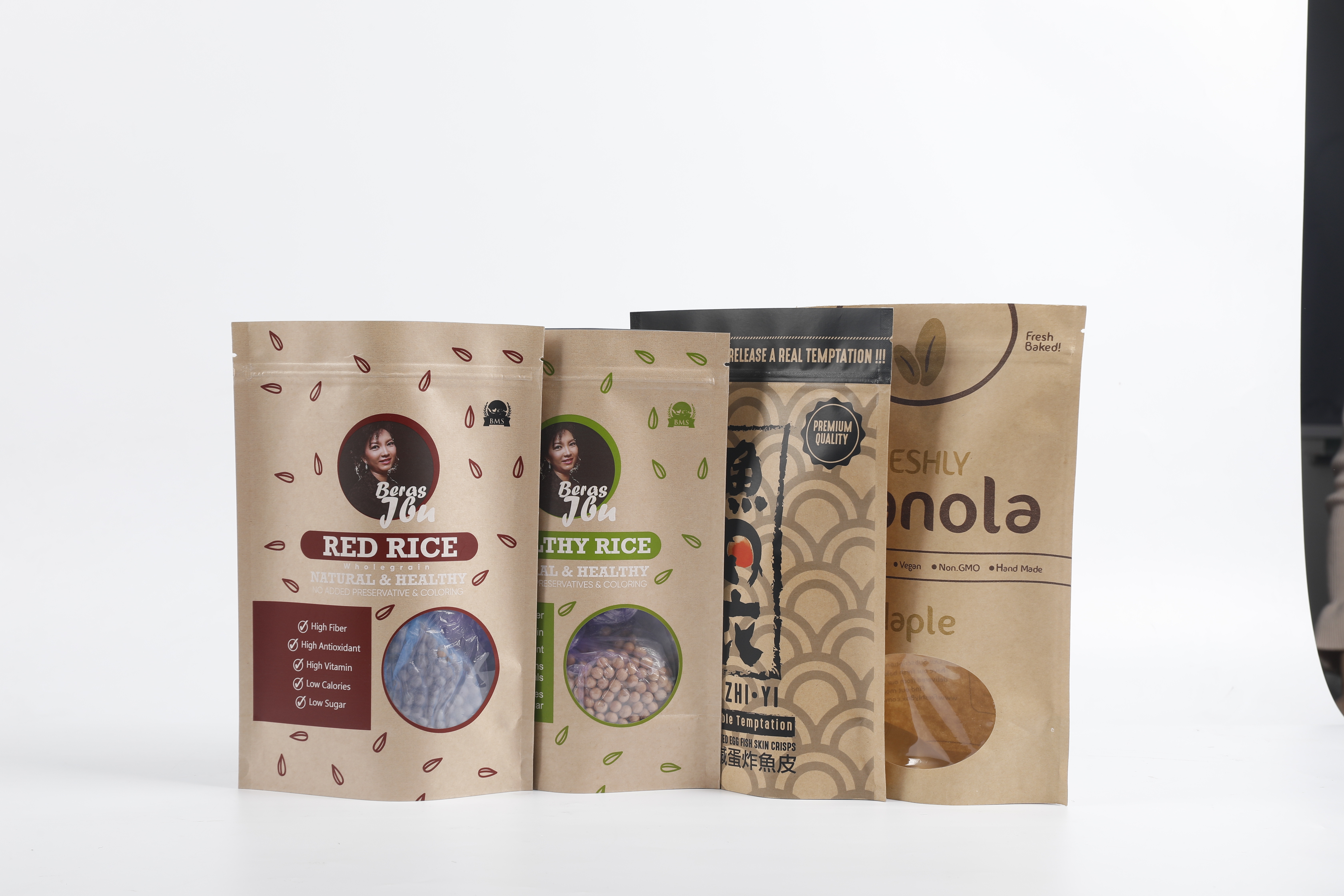 Niestandardowa biodegradowalna torebka na suwak z papieru pakowego PLA Stand Up Tea Food Packaging