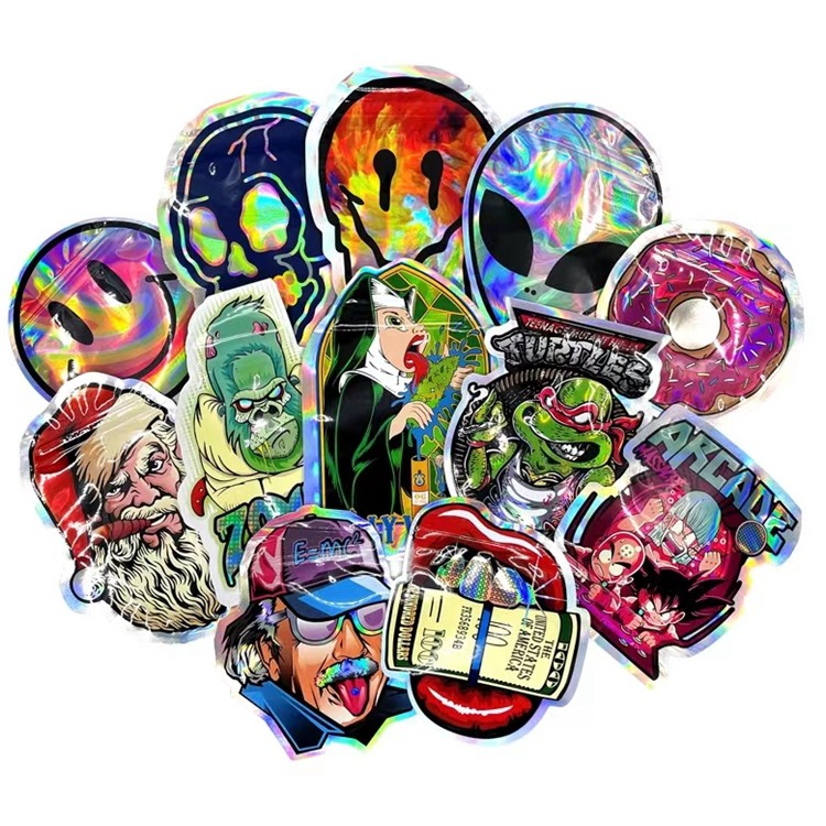 Koło Nieregularne, wielokrotnego zamykania, wycinane woreczki na cukierki Niestandardowy kształt Mylar Bag 3,5G 7G