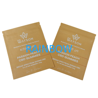 Gorąca sprzedaż Biodegradable Stand Up Kraft Paper Smell Proof Bags z logo ponownie zamknięte Mylar Bags for Edible Gummy
