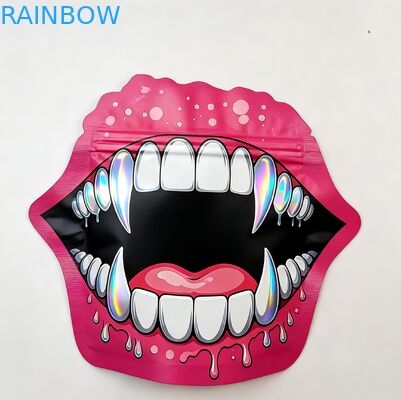 Miękkie dotykowe holograficzne torby Mylar z zamkiem na słodycze zioło suche kwiaty gumkowe ciasteczka cukier opakowanie zabezpieczone przed dziećmi