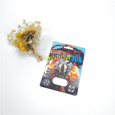 Dostosowany kolor 3d Blister Card Fire Rhino 50K Male Enhancement Pill Packaging